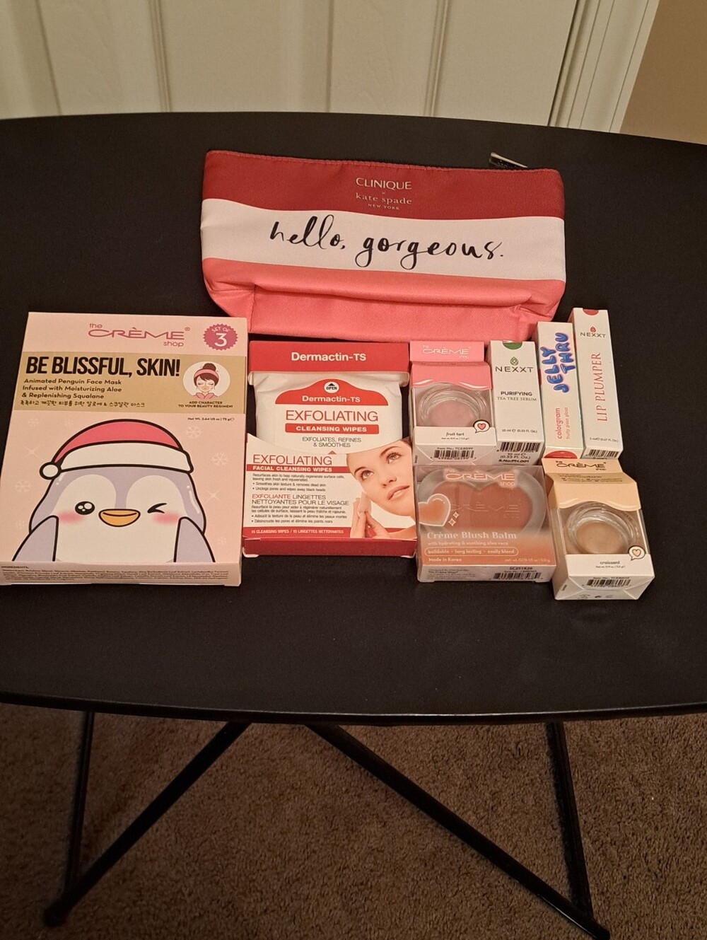 Kate Spade Clinque hello, gorgeous.' Cosmetic Bag with Beauty Items(NIP)